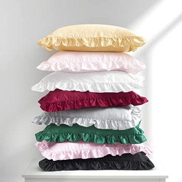 HommJF Silky Satin Ruffled Pillowcases for Skin and Hair Care