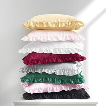 HommJF Silky Satin Ruffled Pillowcases for Skin and Hair Care