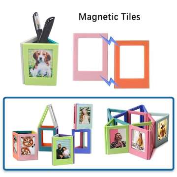 Leonuliy Refrigerator Magnets Photo Frame, Fridge Magnetic Photo Frame for Polaroid Fujifilm Instax Mini Film, 10 Colors, Pack of 10.