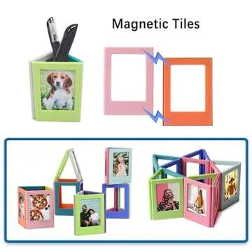 Leonuliy Refrigerator Magnets Photo Frame, Fridge Magnetic Photo Frame for Polaroid Fujifilm Instax Mini Film, 10 Colors, Pack of 10.