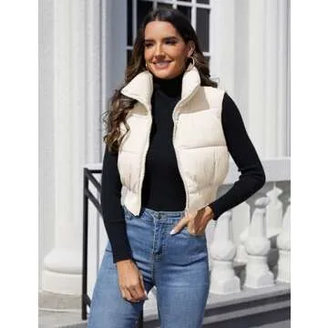 Dqbeng Stylish Cropped Puffer Vest for Women's Winter Fashion - Warm & Chic