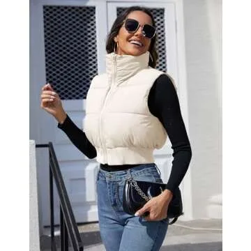 Dqbeng Women's Cute Cropped Puffer Vest for Winter