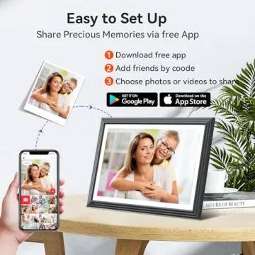 TOLOVE Digital Picture Frame 10.1 Inch-16G WiFi Digital Photo Frame,1280 * 800 HD IPS Touch Screen Smart Cloud Photo Frame, to Share Photos Or Videos Remotely Via APP Email- Android/iOS