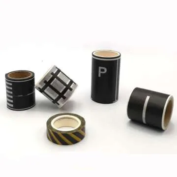 Road Tape for Toy Cars & Trains Black Tape 3 Rolls Road Tape 197 inch by 1.9 inch, Packing Traffic Signs Tape Stick to Floors and Walls, Quick Cleanup, for Kids Car Play Gift