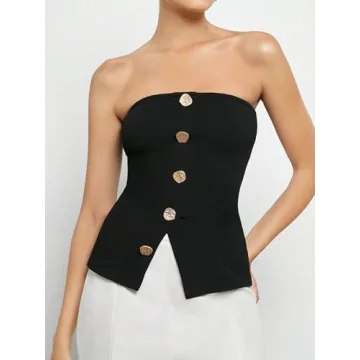 Floerns Women's Stylish Sleeveless Tube Top for Casual Wear