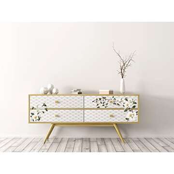 Redesign with Prima - White Magnolia Small Transfers 6"x12" 3 Sheets Rub on Transfers for Furniture Vintage Rub on Transfers Stickers for Crafts Classic Spring Summer Autumn Decoration