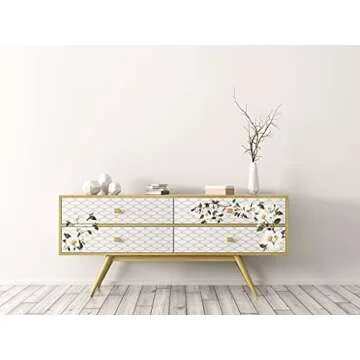 Redesign with Prima - White Magnolia Small Transfers 6"x12" 3 Sheets Rub on Transfers for Furniture Vintage Rub on Transfers Stickers for Crafts Classic Spring Summer Autumn Decoration