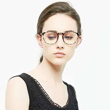 FEIYOLD Blue Light Blocking Glasses - Retro Round Anti-Eyestrain Computer Gaming Glasses (2 Pack)