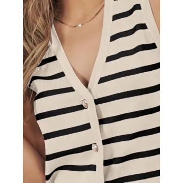 LILLUSORY Striped Sweater Vest for Women - Stylish Workwear