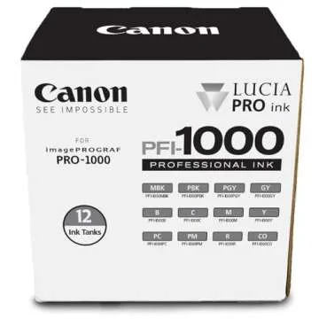 Canon PFI-1000 12 Color Pack - Archival 80ml Pigment Inks for Artists