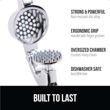 Gorilla Grip Garlic Press and Peel Set, Heavy Duty Mincer Tool, Easily Mince and Crush Garlics, Ging...