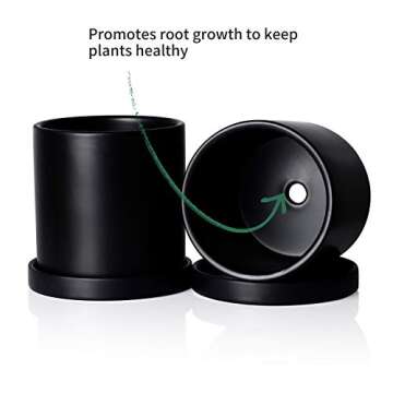 POTEY Ceramic Plant Pots - Set of 2, 3.8" Indoor Planters