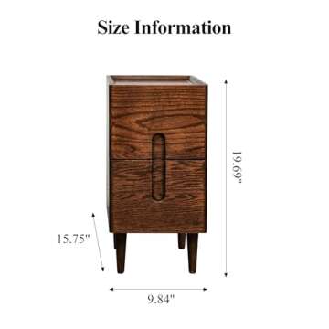 Cttasty Mid Century Modern Nightstand, Solid Wood Night Table, Minimalist Nightstand, Side Table for...