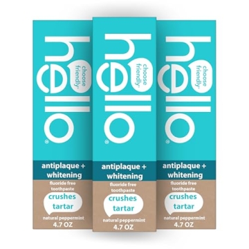 Hello Antiplaque Toothpaste: Natural Whitening, Fluoride & Peroxide Free, 3 Pack