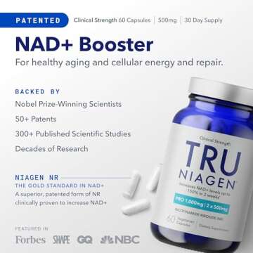 TRU NIAGEN PRO NAD Supplement for Anti Aging and Cell Regeneration, 1000 mg Patented Niagen, 30 Serv...