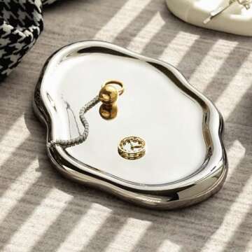 CESTATIVO Jewelry Dish Tray, Ring Dish, Ceramic Trinket Tray, Small Key Tray, Mother's Day, Christma...