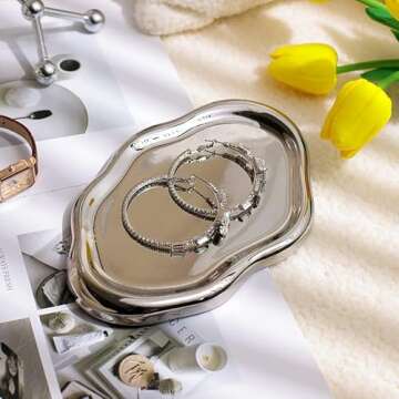 CESTATIVO Jewelry Dish Tray, Ring Dish, Ceramic Trinket Tray, Small Key Tray, Mother's Day, Christmas, Thanksgiving, Birthday Gift for Mother Daughter Friends