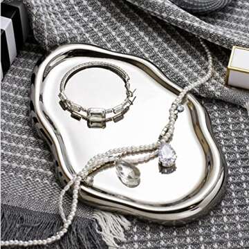 CESTATIVO Jewelry Dish Tray, Ring Dish, Ceramic Trinket Tray, Small Key Tray, Mother's Day, Christmas, Thanksgiving, Birthday Gift for Mother Daughter Friends