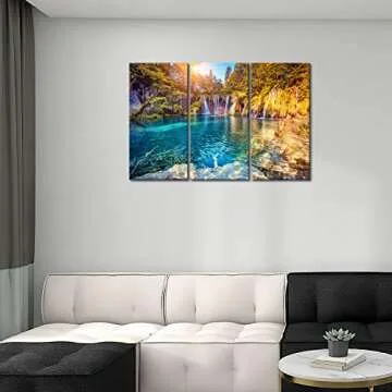 Waterfall Wall Art Plitvice Lakes National Park, Croatia Wall Art Paintings Prints On Canvas Nature ...