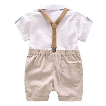 EGELEXY Toddler Baby Boys Gentleman Outfits Short Sleeve T-Shirt+Bib Pants+Bow Tie 3Pcs