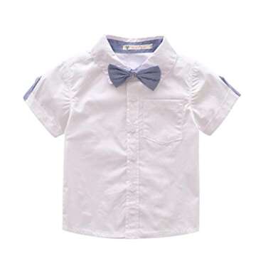 EGELEXY Toddler Baby Boys Gentleman Outfits Short Sleeve T-Shirt+Bib Pants+Bow Tie 3Pcs