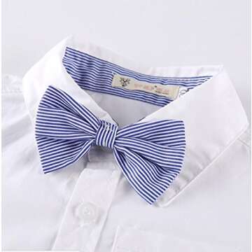 EGELEXY Toddler Baby Boys Gentleman Outfits Short Sleeve T-Shirt+Bib Pants+Bow Tie 3Pcs