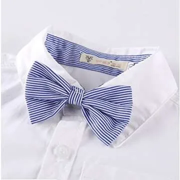 EGELEXY Toddler Baby Boys Gentleman Outfits Short Sleeve T-Shirt+Bib Pants+Bow Tie 3Pcs