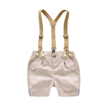 EGELEXY Toddler Baby Boys Gentleman Outfits Short Sleeve T-Shirt+Bib Pants+Bow Tie 3Pcs