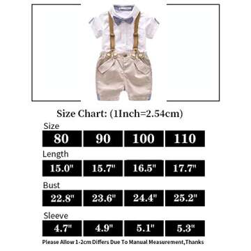 EGELEXY Toddler Baby Boys Gentleman Outfits Short Sleeve T-Shirt+Bib Pants+Bow Tie 3Pcs