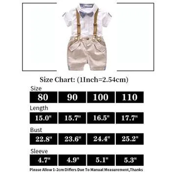 EGELEXY Toddler Baby Boys Gentleman Outfits Short Sleeve T-Shirt+Bib Pants+Bow Tie 3Pcs