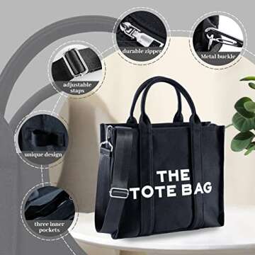 Beukani The Tote Bag for Women Birthday Gifts, Canvas Handbags with Zipper Shoulder