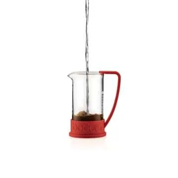 Bodum 34oz Brazil French Press Coffee Maker, High-Heat Borosilicate Glass, Red - Made in Portugal