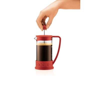 Bodum 34oz Brazil French Press Coffee Maker, High-Heat Borosilicate Glass, Red - Made in Portugal