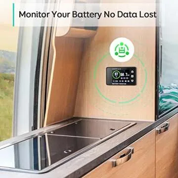 LNEX 500A Shunt Battery Monitor, 2.4" Color Screen RV Battery Monitor with 16ft Shielded Wire, Support High Low Voltage Programmable Alarm for 8-100V Lifepo4, Lithium Sealed, Gel, Flooded Battery