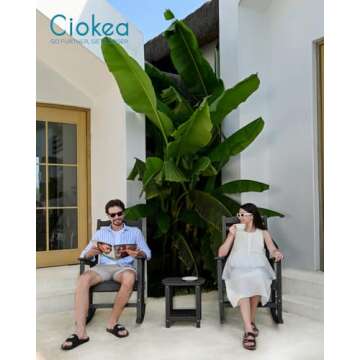 Oversized Rocking Chair Outdoor, HDPE Poly Rocking Chair, All Weather Porch Rocker for Deck Patio Ba...