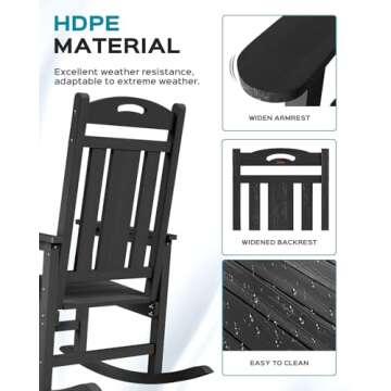 Oversized HDPE Rocking Chair for Comfortable Outdoor Relaxation