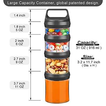 SELEWARE Stackable Snack Jars, Twist Lock Stackable Containers Set, Food Storage Travel Container fo...