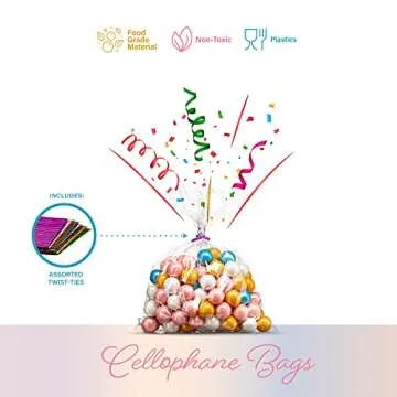 Prestee 200 Pack Clear Plastic Cellophane Bags Goodie Bags [4x6] with 4" Twist Ties, Candy Bags, Cookie Bags, Treat Bags with Ties, Clear Gift Bags, Cellophane Treat Bags (Pack of 200)