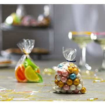 Prestee 200 Pack Clear Plastic Cellophane Bags Goodie Bags [4x6] with 4" Twist Ties, Candy Bags, Cookie Bags, Treat Bags with Ties, Clear Gift Bags, Cellophane Treat Bags (Pack of 200)