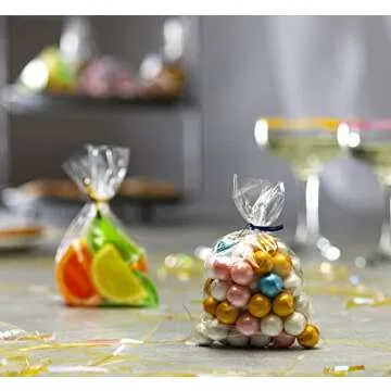 Prestee 200 Pack Clear Plastic Cellophane Bags Goodie Bags [4x6] with 4" Twist Ties, Candy Bags, Cookie Bags, Treat Bags with Ties, Clear Gift Bags, Cellophane Treat Bags (Pack of 200)