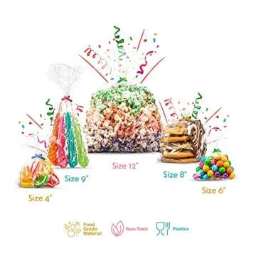 Prestee 200 Pack Clear Plastic Cellophane Bags Goodie Bags [4x6] with 4" Twist Ties, Candy Bags, Cookie Bags, Treat Bags with Ties, Clear Gift Bags, Cellophane Treat Bags (Pack of 200)