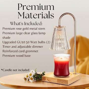 Lux Dealz Unlimited Candle Warmer Lamp with Timer - 2 Bulbs, Vintage, Electric Dimmable Melter for Jar Candles - Safe and Efficient Melting of Scented Wax for Home Decor (Clear)