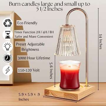 Lux Dealz Unlimited Candle Warmer Lamp with Timer - 2 Bulbs, Vintage, Electric Dimmable Melter for Jar Candles - Safe and Efficient Melting of Scented Wax for Home Decor (Clear)