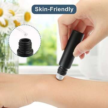 Frosted Black Glass Roll-On Bottles - 10ml, 12pcs With Stainless Steel Roller Ball & Bamboo Cap, For...