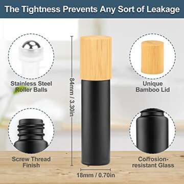 Elegantly Designed Frosted Black Glass Roll-On Bottles
