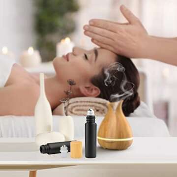 Elegantly Designed Frosted Black Glass Roll-On Bottles