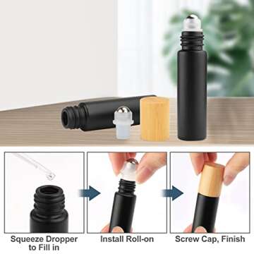 Elegantly Designed Frosted Black Glass Roll-On Bottles