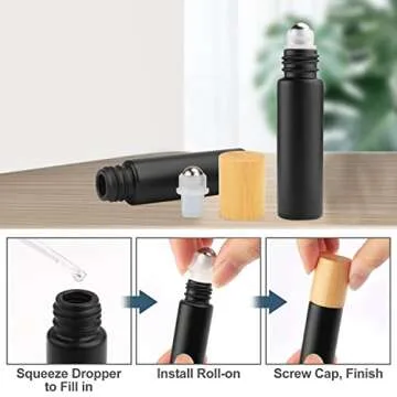 Elegantly Designed Frosted Black Glass Roll-On Bottles