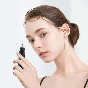 Elegantly Designed Frosted Black Glass Roll-On Bottles