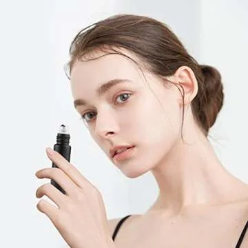 Elegantly Designed Frosted Black Glass Roll-On Bottles